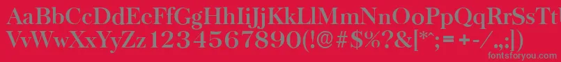 BaskervilleserialBold-Schriftart – Graue Schriften auf rotem Hintergrund