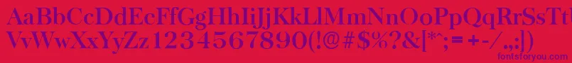 BaskervilleserialBold-Schriftart – Violette Schriften auf rotem Hintergrund