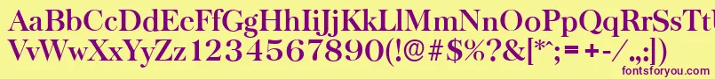 BaskervilleserialBold Font – Purple Fonts on Yellow Background