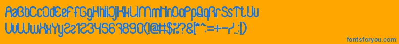 BabySuperheroBold-Schriftart – Blaue Schriften auf orangefarbenem Hintergrund