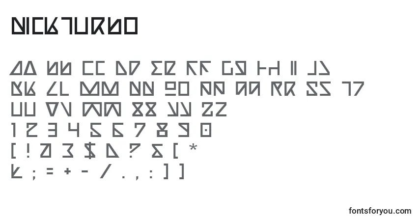 A fonte NickTurbo – alfabeto, números, caracteres especiais