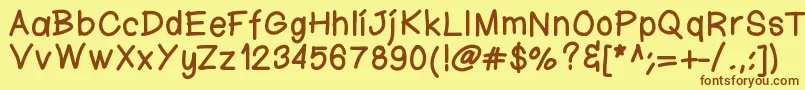 Ktnfingerwriting Font – Brown Fonts on Yellow Background