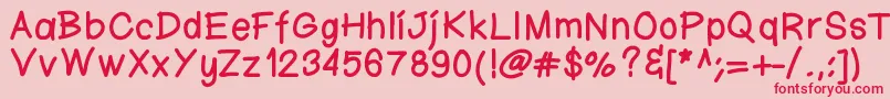 Fonte Ktnfingerwriting – fontes vermelhas em um fundo rosa