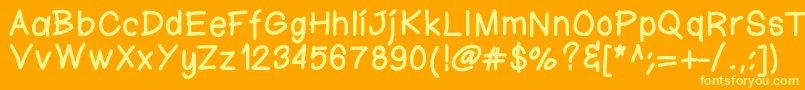 Ktnfingerwriting-fontti – keltaiset fontit oranssilla taustalla