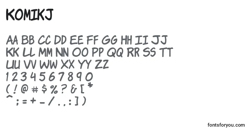 Шрифт Komikj – алфавит, цифры, специальные символы