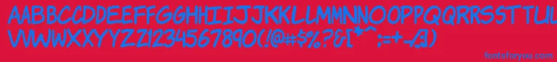 Komikj Font – Blue Fonts on Red Background