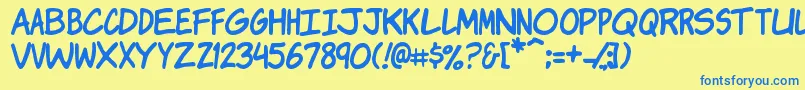 Komikj Font – Blue Fonts on Yellow Background