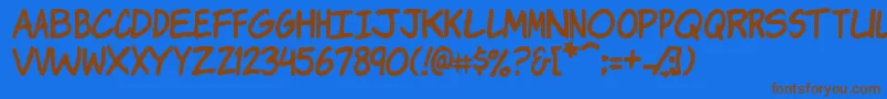 Komikj Font – Brown Fonts on Blue Background