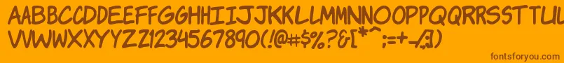 Komikj-Schriftart – Braune Schriften auf orangefarbenem Hintergrund