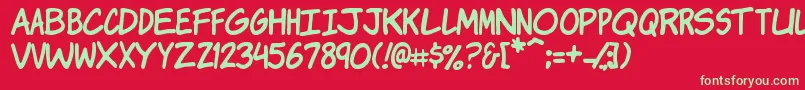 Komikj Font – Green Fonts on Red Background