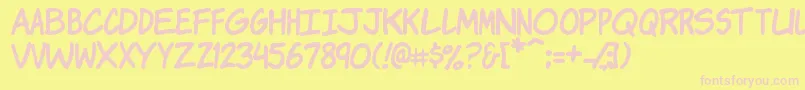 Komikj Font – Pink Fonts on Yellow Background