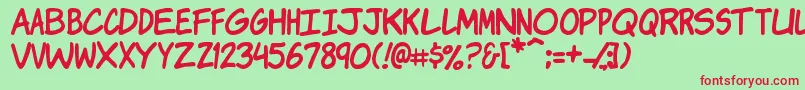 Komikj Font – Red Fonts on Green Background