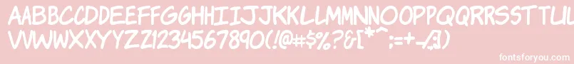 Komikj-Schriftart – Weiße Schriften auf rosa Hintergrund