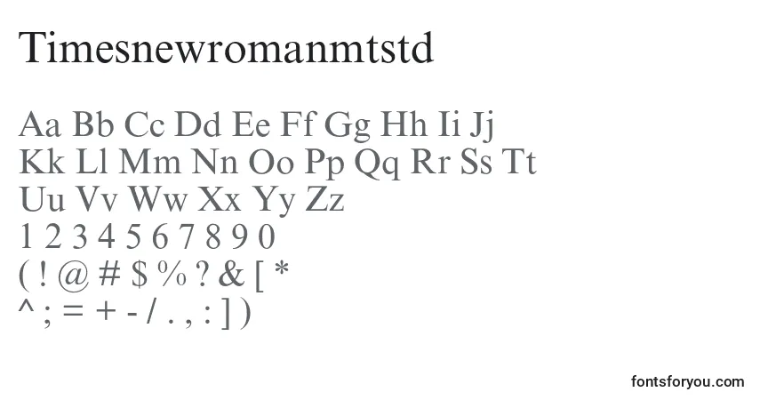 A fonte Timesnewromanmtstd – alfabeto, números, caracteres especiais