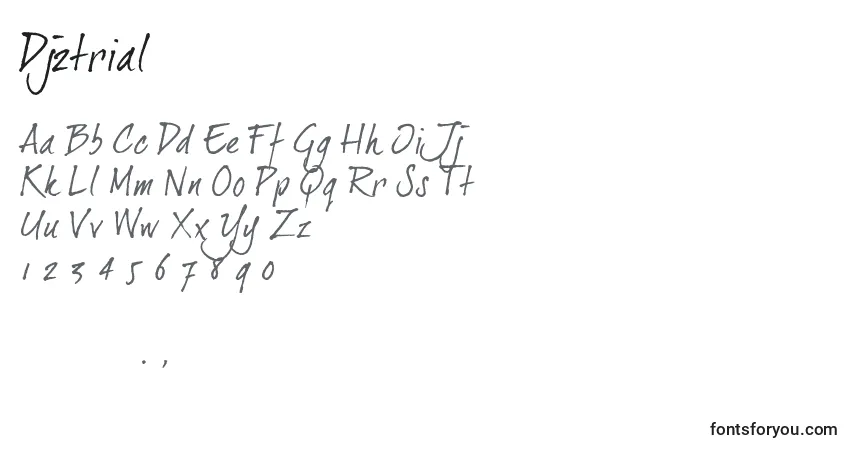Шрифт Dj2trial (99573) – алфавит, цифры, специальные символы