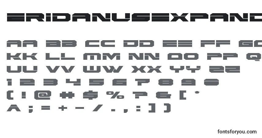 Schriftart Eridanusexpand – Alphabet, Zahlen, spezielle Symbole