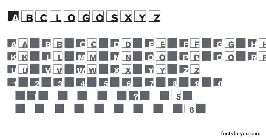 Czcionka Abclogosxyz – alfabet, cyfry, specjalne znaki