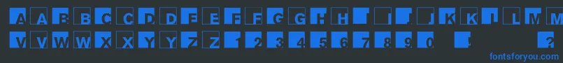 フォントAbclogosxyz – 黒い背景に青い文字