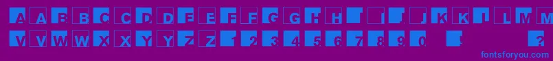 Abclogosxyz-Schriftart – Blaue Schriften auf violettem Hintergrund