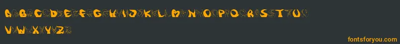 Tentakelfun-Schriftart – Orangefarbene Schriften auf schwarzem Hintergrund