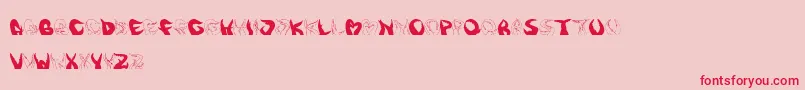 Tentakelfun-Schriftart – Rote Schriften auf rosa Hintergrund