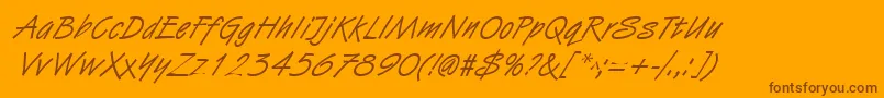 Czcionka HandstrokeItalic – brązowe czcionki na pomarańczowym tle