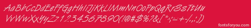 HandstrokeItalic-Schriftart – Rosa Schriften auf rotem Hintergrund