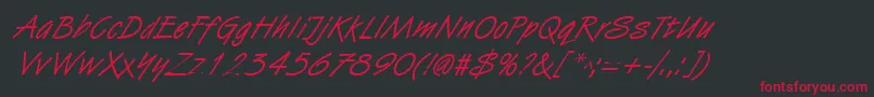 Czcionka HandstrokeItalic – czerwone czcionki na czarnym tle