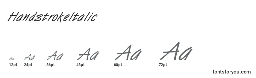 Размеры шрифта HandstrokeItalic