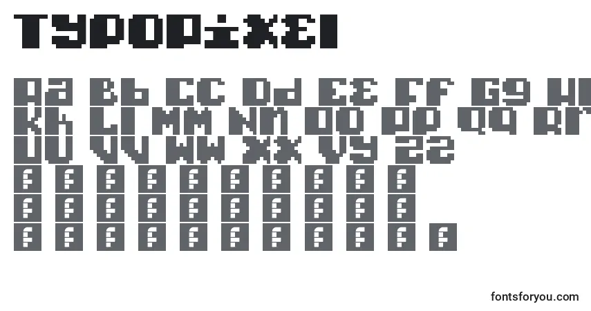 Czcionka TypoPixel – alfabet, cyfry, specjalne znaki