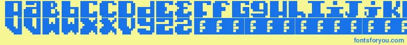 フォントTypoPixel – 青い文字が黄色の背景にあります。