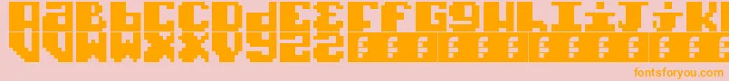 フォントTypoPixel – オレンジの文字がピンクの背景にあります。