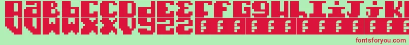 Fonte TypoPixel – fontes vermelhas em um fundo verde