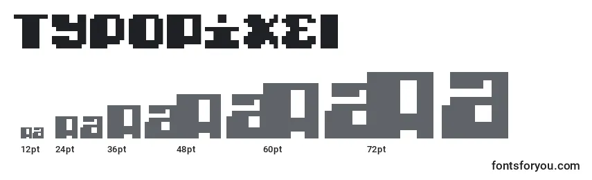 TypoPixel-fontin koot