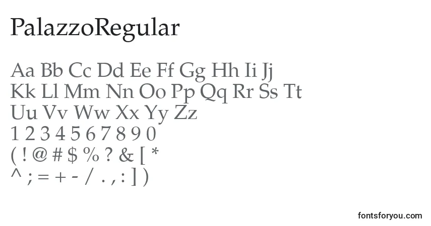 Schriftart PalazzoRegular – Alphabet, Zahlen, spezielle Symbole