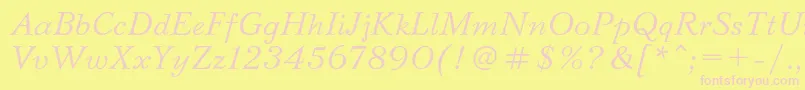 BazhanovcItalic-fontti – vaaleanpunaiset fontit keltaisella taustalla