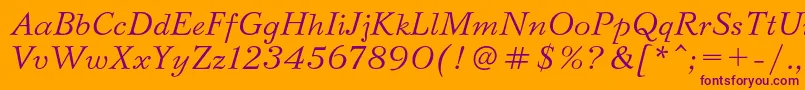 BazhanovcItalic-Schriftart – Violette Schriften auf orangefarbenem Hintergrund
