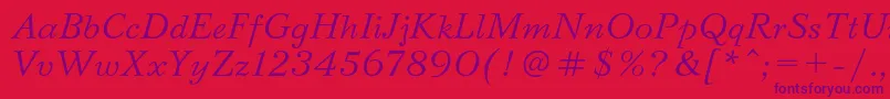 BazhanovcItalic-Schriftart – Violette Schriften auf rotem Hintergrund