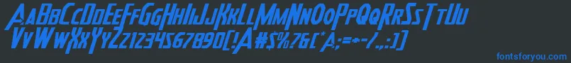 Heroesassembleexpandital2 Font – Blue Fonts on Black Background