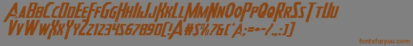 Heroesassembleexpandital2 Font – Brown Fonts on Gray Background