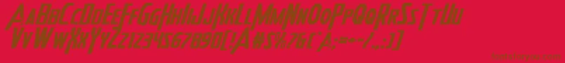 Heroesassembleexpandital2 Font – Brown Fonts on Red Background
