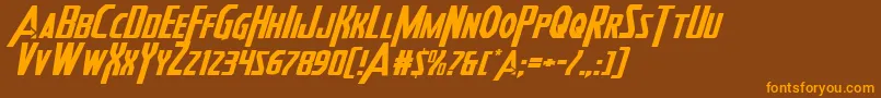 Heroesassembleexpandital2 Font – Orange Fonts on Brown Background