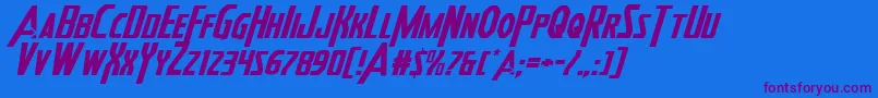 Heroesassembleexpandital2 Font – Purple Fonts on Blue Background