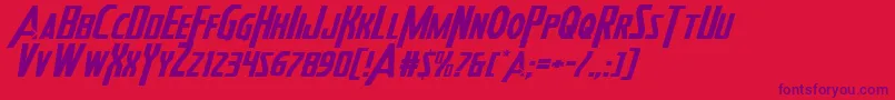 Heroesassembleexpandital2 Font – Purple Fonts on Red Background