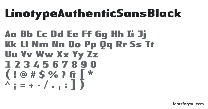 Czcionka LinotypeAuthenticSansBlack – alfabet, cyfry, specjalne znaki