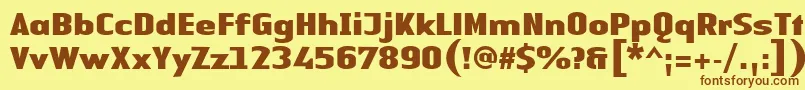 フォントLinotypeAuthenticSansBlack – 茶色の文字が黄色の背景にあります。