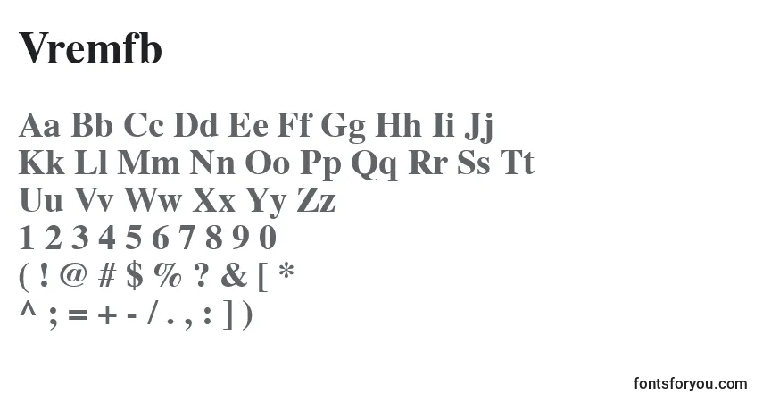 Schriftart Vremfb – Alphabet, Zahlen, spezielle Symbole