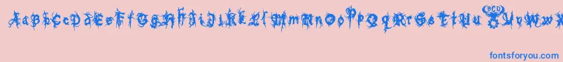 BoltCutterNasty-Schriftart – Blaue Schriften auf rosa Hintergrund