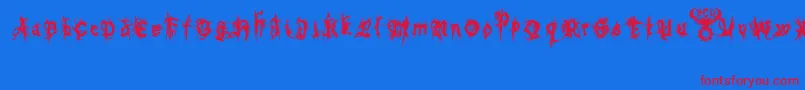 BoltCutterNasty-Schriftart – Rote Schriften auf blauem Hintergrund