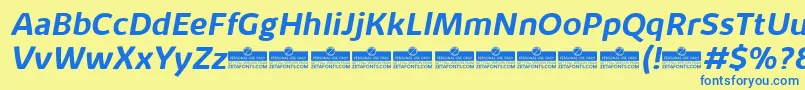 KabrioAlternateBoldItalicTrial Font – Blue Fonts on Yellow Background